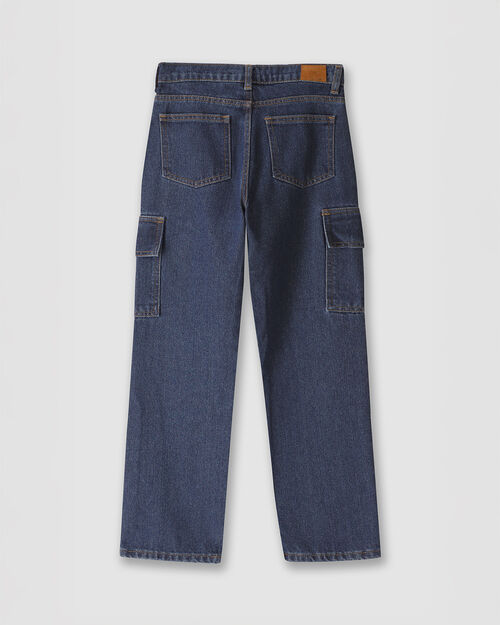 Jeans Straight Cargo Azul